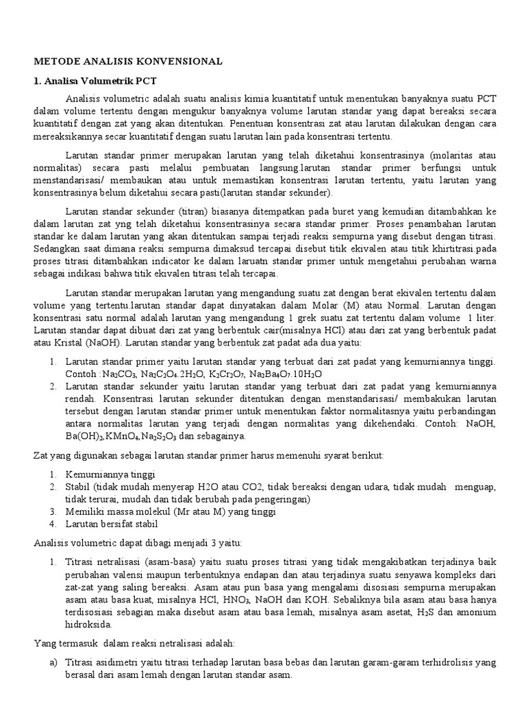 Metode Analisis Konvensional PCT | PDF