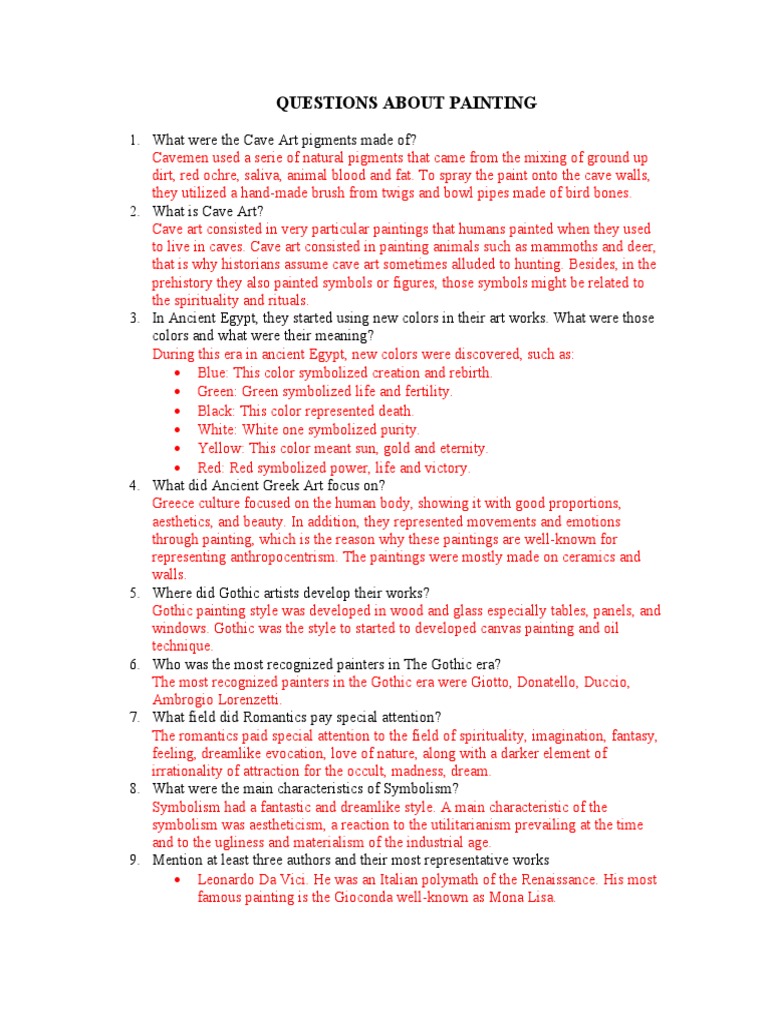 Questions About Painting PDF Paintings Green