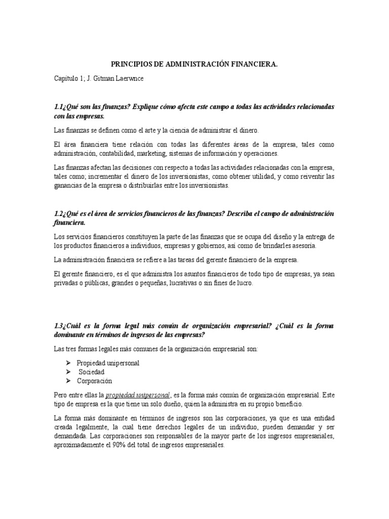 Principios de Administración Financiera de Gitman | PDF | Corporaciones ...
