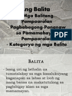 Ang Balita: - Mga Balitang Pampaaralan - Pagbabagong-Pananaw Sa Pamamahayag Pampaaralan - Kategorya NG Mga Balita