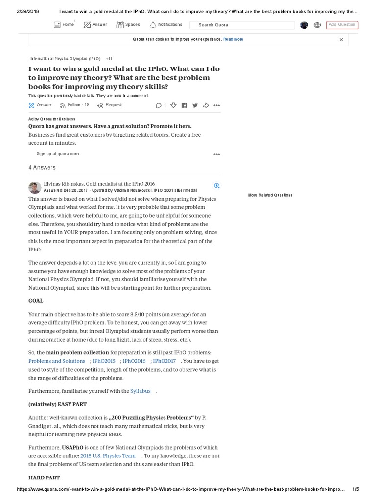 Strategies for IPhO Gold Medal Success | PDF | Physics | Teaching  Mathematics