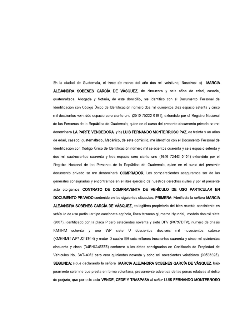 Contrato de Compraventa | PDF | Guatemala | Ley común