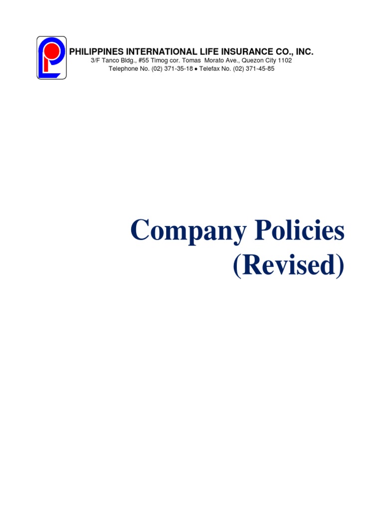 Company Policies (Revised) : Philippines International Life Insurance ...