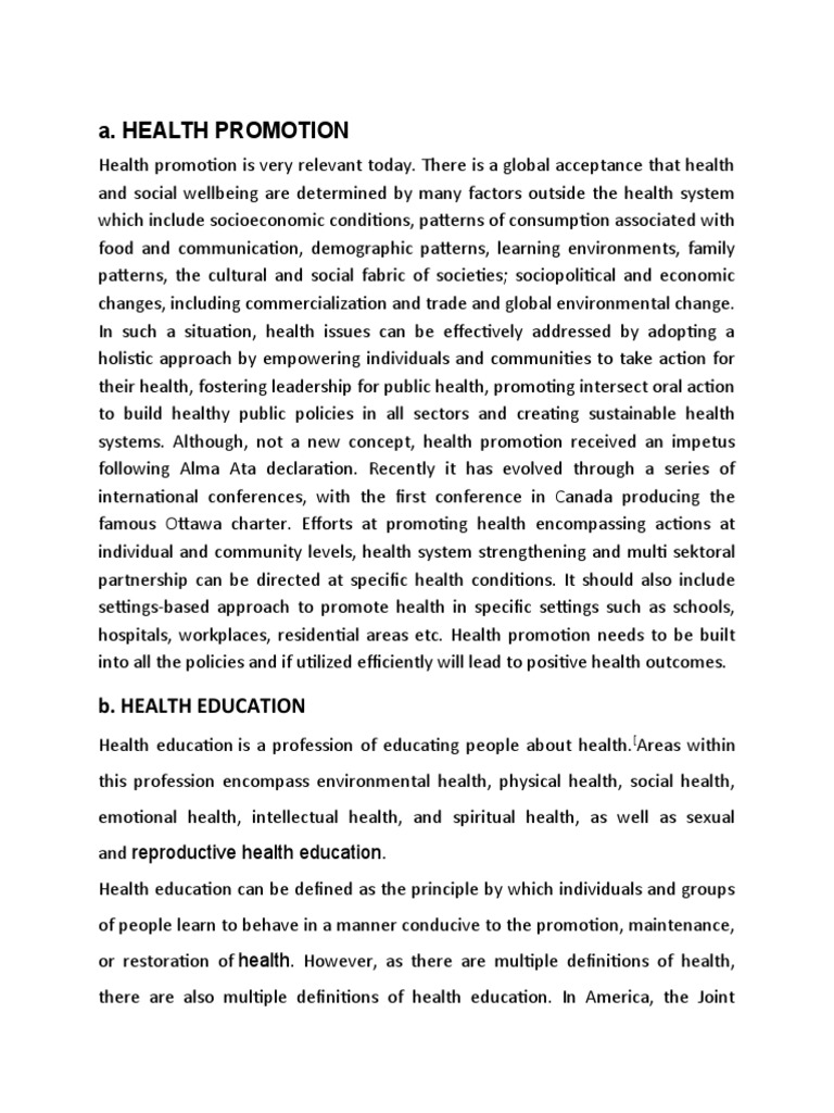 Health Promotion And Health Education Pdf Health Education Health