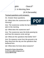 English Class 6th Chapter 2 Scarecrow Questions