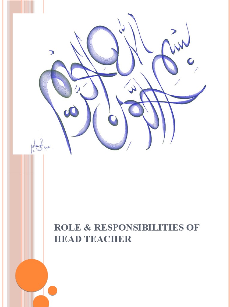Role Of Responsibilities Of Head Teacher PDF Head Teacher Classroom