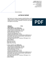 Letter of Intent: Product: Coal Specification: 1. Gross Calorific Value 5700kcal/kg