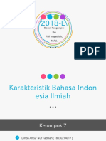 Karateristik Bahasa Indonesia Ilmiah