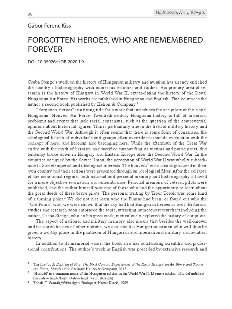 Heroes, Who Are Remembered Forever Gábor Ferenc Kiss PDF