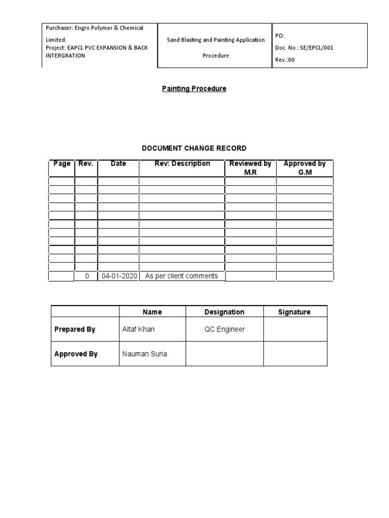 Sand Blasting Procedure PDF Paint Industrial Processes