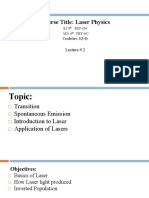 Course Title: Laser Physics: Lecture # 2