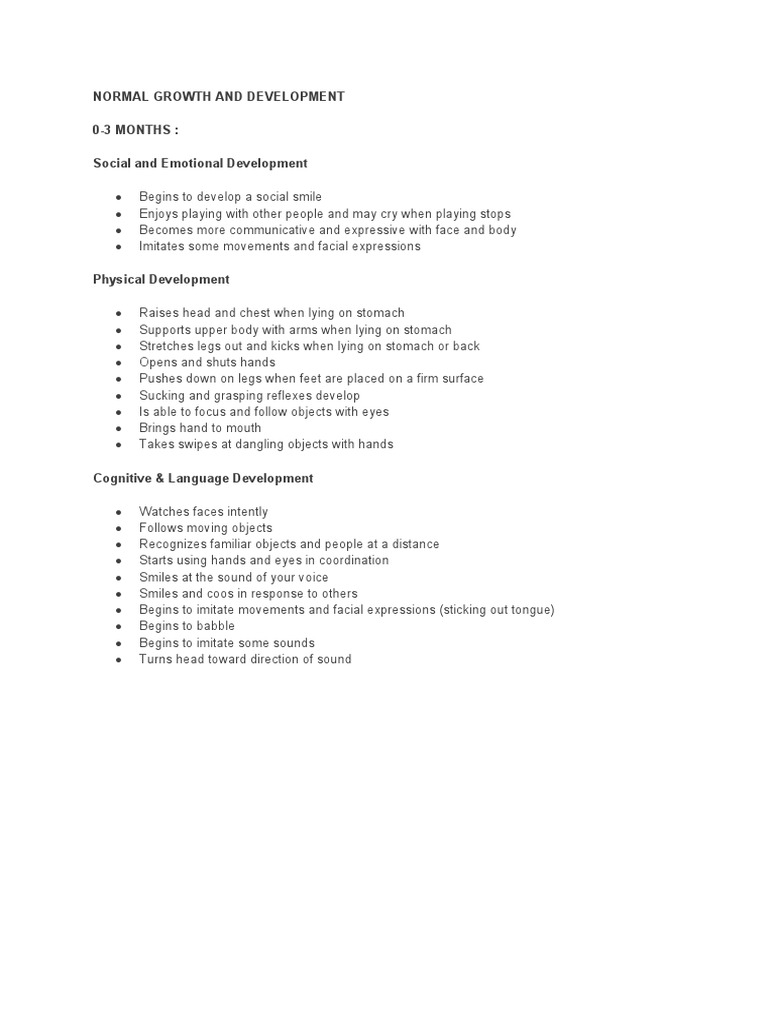Infant Growth Milestones 0-3 Years | PDF | Language Development | Infants