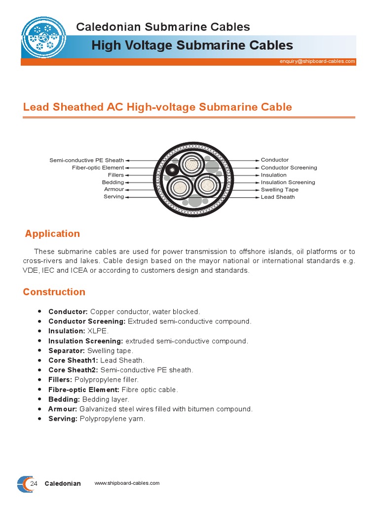 Lead Sheathed AC HighVoltage Submarine Cable PDF Insulator