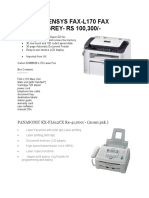 Canon I-Sensys Fax-L170 Fax MACHINE GREY-RS 100,300/-: PANASONIC KX-FL612CX Rs-41,000/ - (Acom Pak.)