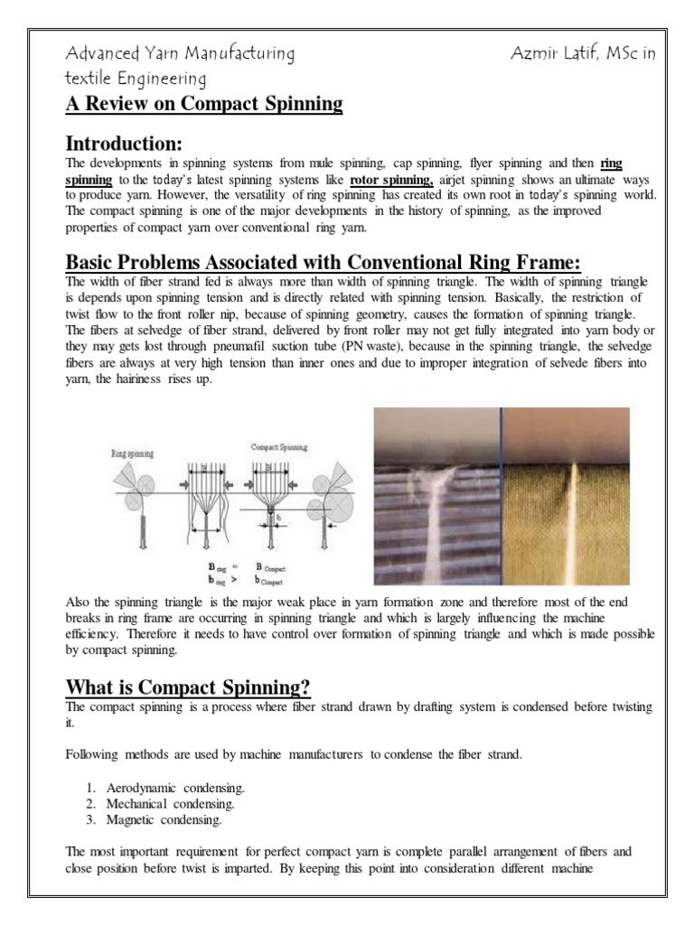 Compact Spinning Innovations in Yarn Production | PDF | Spinning ...