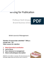 Writing For Publication: Professor Ruth Simpson Brunel Business School