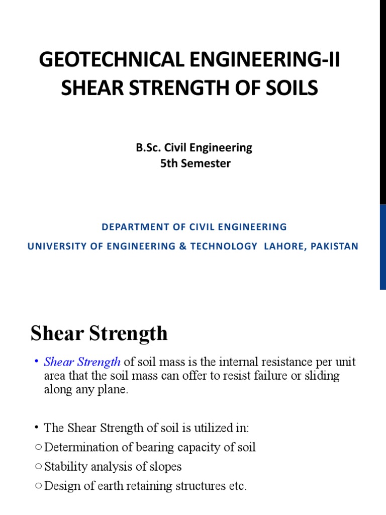 Shear Strength of Soils in Geotechnical Engineering | PDF | Soil ...