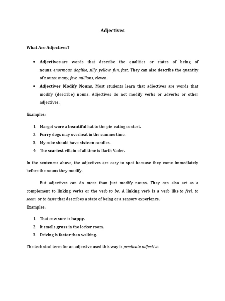 Understanding Adjectives and Adverbs | PDF | Adverb | Adjective