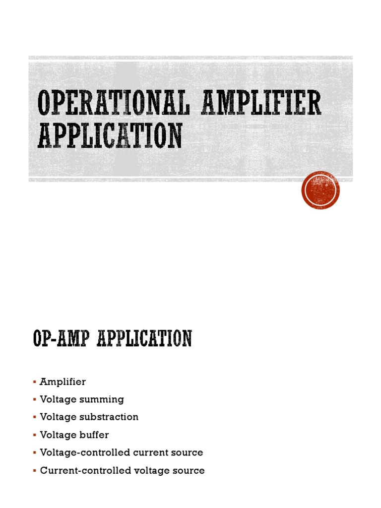 OP AMP Application PDF Operational Amplifier Amplifier