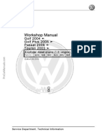 VW 4 Cylinder Diesel Engine 1.9L Engine Workshop Manual