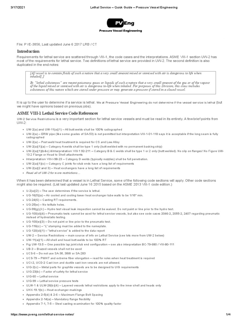 Lethal Service Requirements Overview | PDF | Pipe (Fluid Conveyance ...