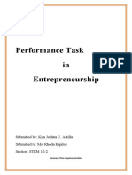 Performance Task in Entrepreneurship Kimastilla STEM 12-2