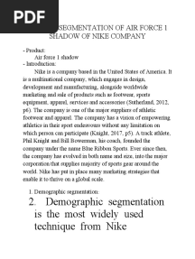 Market Segmentation of Air Force 1 Shadow of Nike Company