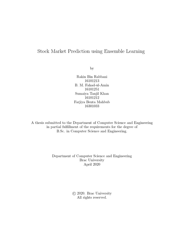 Stock Prediction with Ensemble Learning | PDF | Support Vector Machine ...