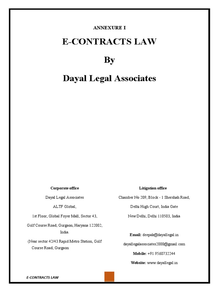 E-Contracts Law by Dayal Legal Associates: Annexure I | PDF | Offer And ...