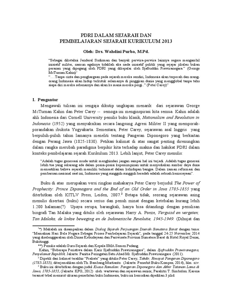 Peran PDRI dalam Sejarah Indonesia | PDF | Politik | Ilmu Sosial