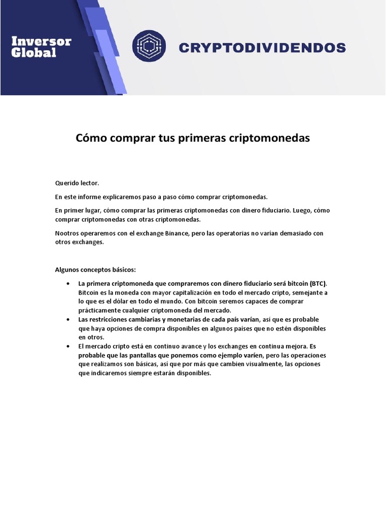 Como Comprar Tus Primeras Criptomonedas y Realizar Transferencias de  Bitcoins PDF | PDF | Bitcoin | Transferencia bancaria