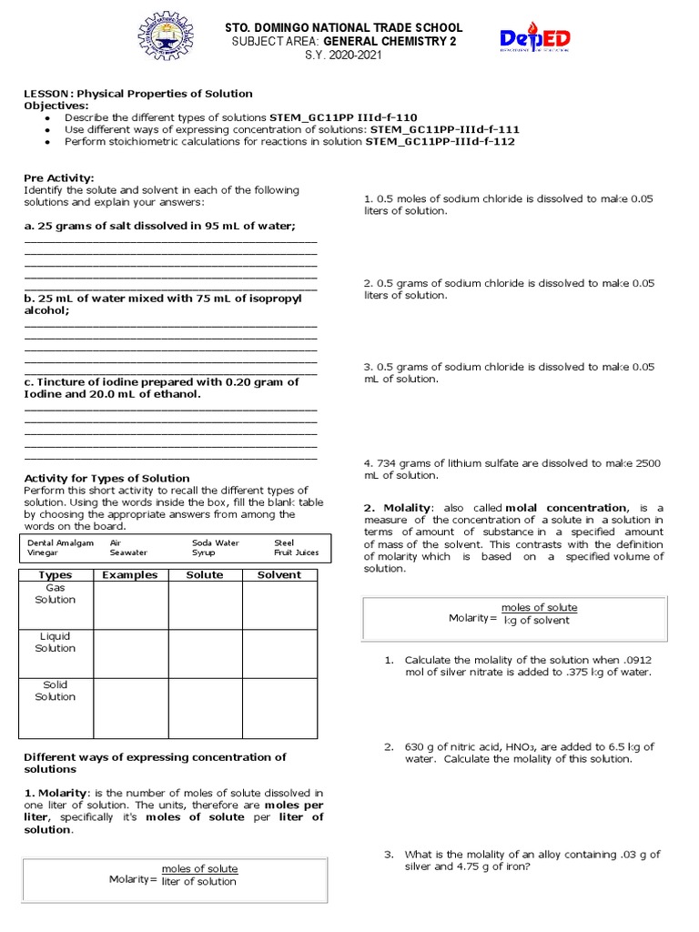 Fffffsadf | PDF | Solution | Physical Chemistry