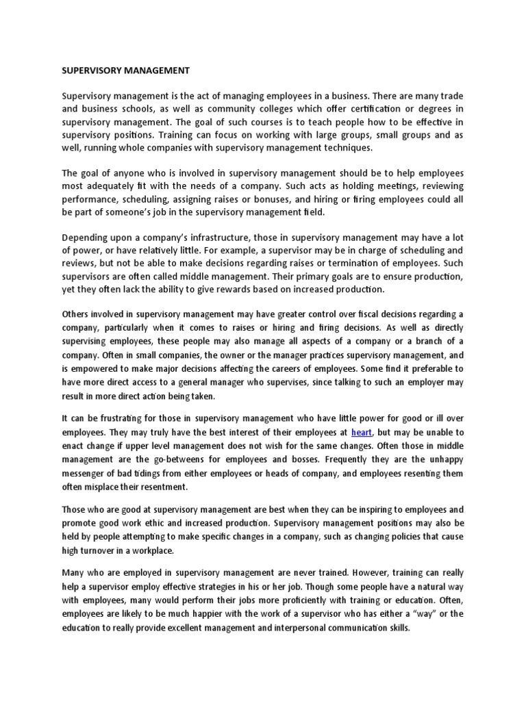 Effective Supervisory Management Guide | PDF | Mentorship | Employment