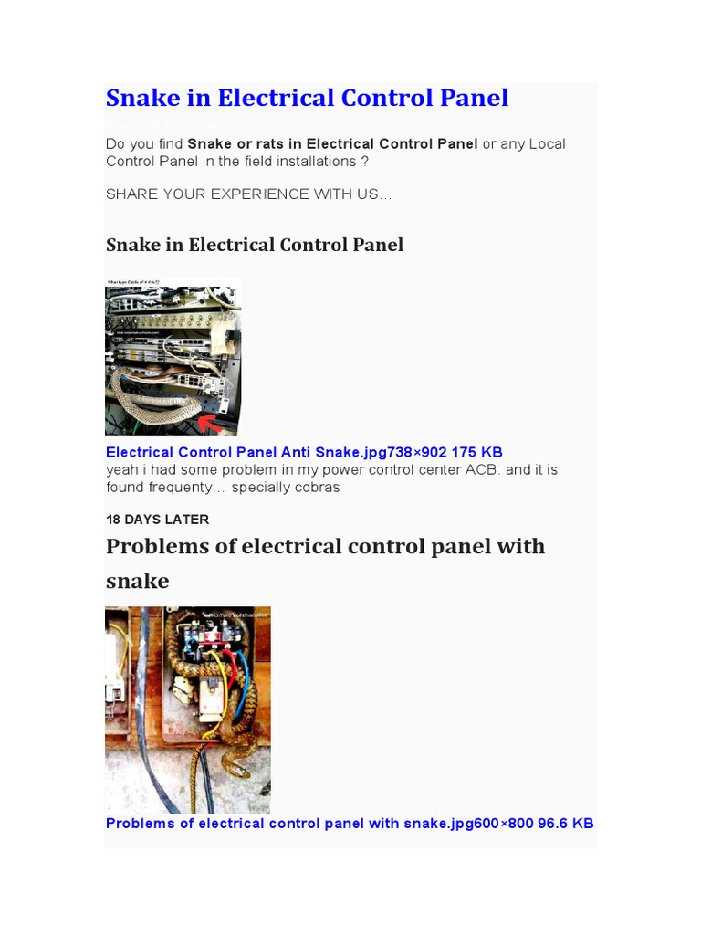 Snakes in Electrical Control Panels | PDF
