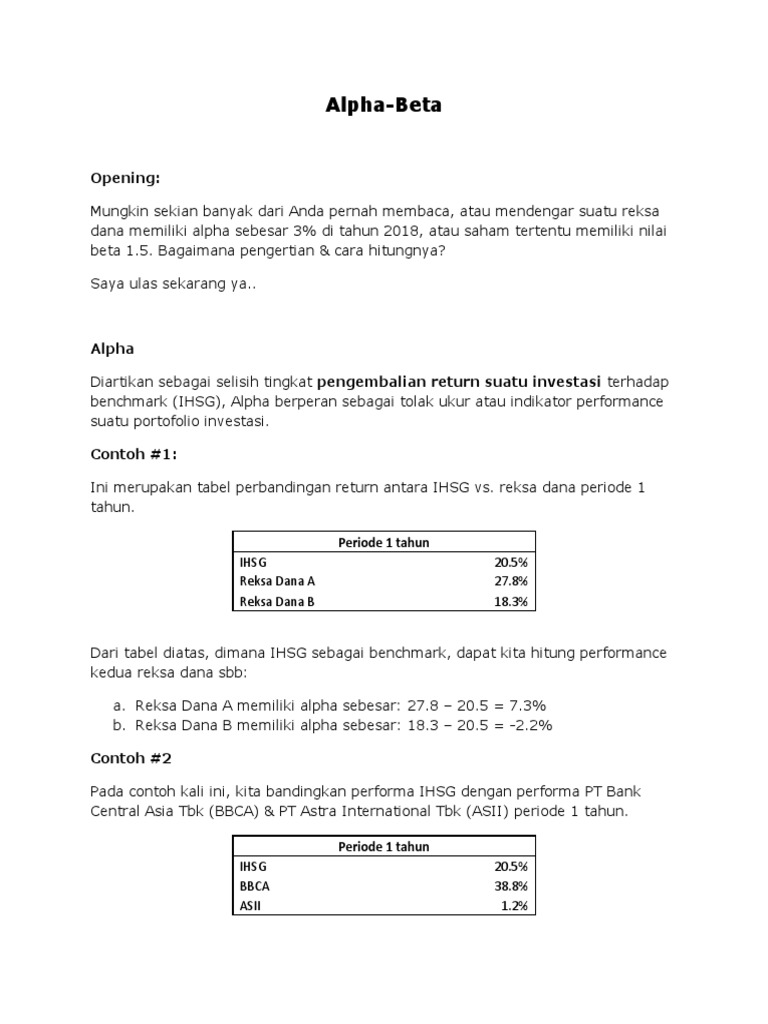 Analisis Alpha dan Beta dalam Investasi | PDF | Hukum