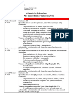 Calendario de Pruebas 6° Básico S1 2021