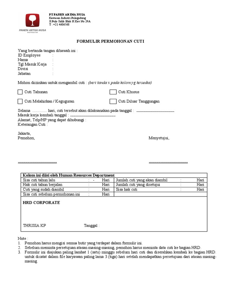 Form Cuti | PDF | Karier & Perkembangan | Pengelolaan Keuangan & Uang