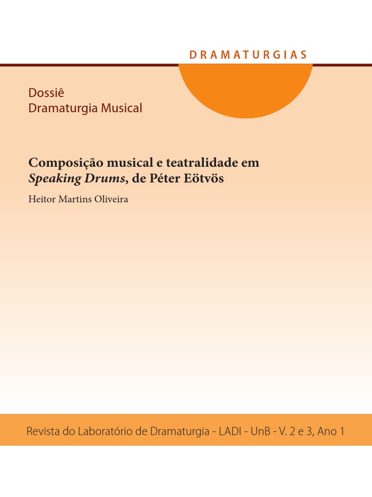 Teatralidade Musical Como Péter Eötvös Aborda o Potencial Cênico na