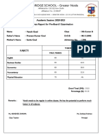 CAMBRIDGE SCHOOL - Greater Noida: Academic Session: 2020-2021 Progress Report For Pre-Board I Examination