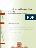 ED 703 Centralized and Decentralized Planning