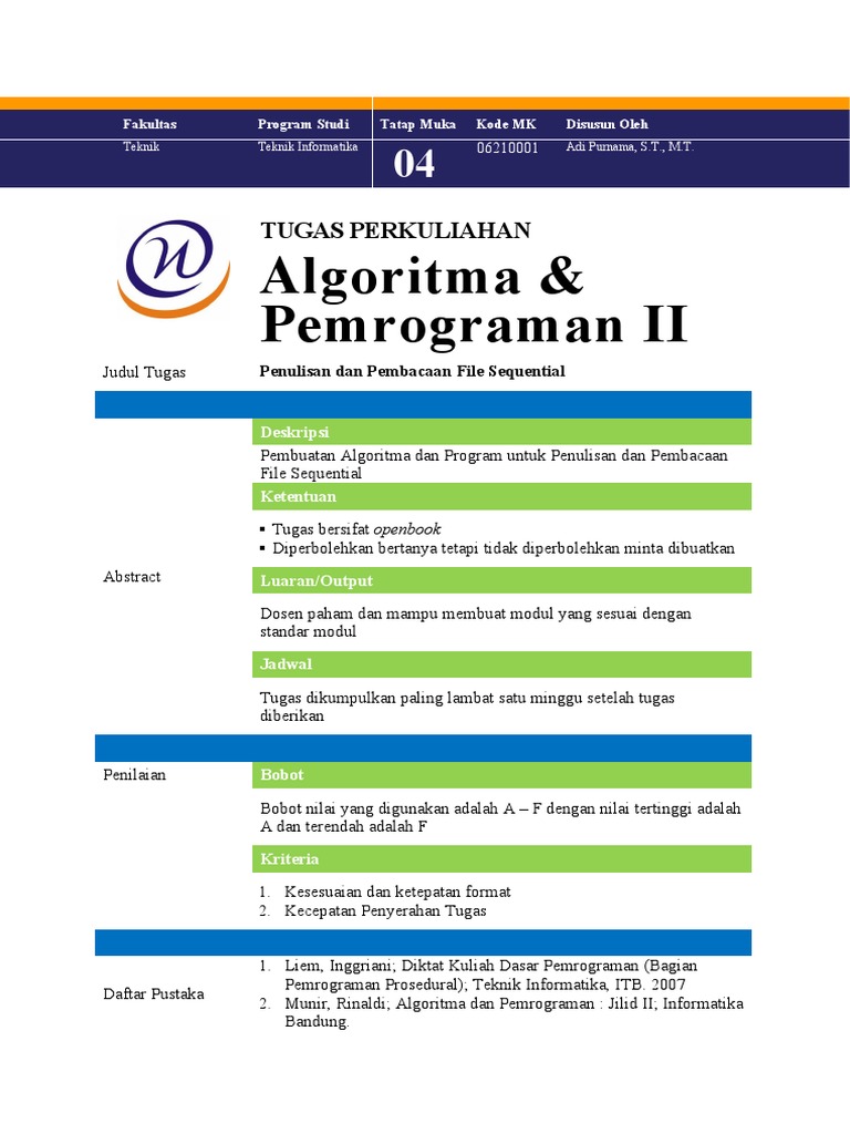Tugas Algoritma Pemrograman II | PDF | Komputer