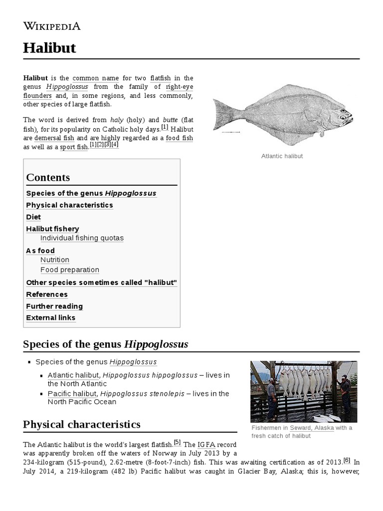 Halibut: Halibut Is The Common Name For Two Flatfish in The | PDF ...