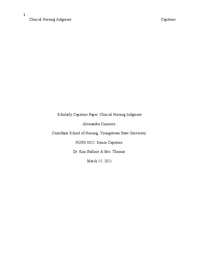 Scholarly Capstone Paper | PDF | Intensive Care Medicine | Nursing