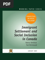 Immigrant Settlement and Social Inclusion in Canada: Working Paper Series