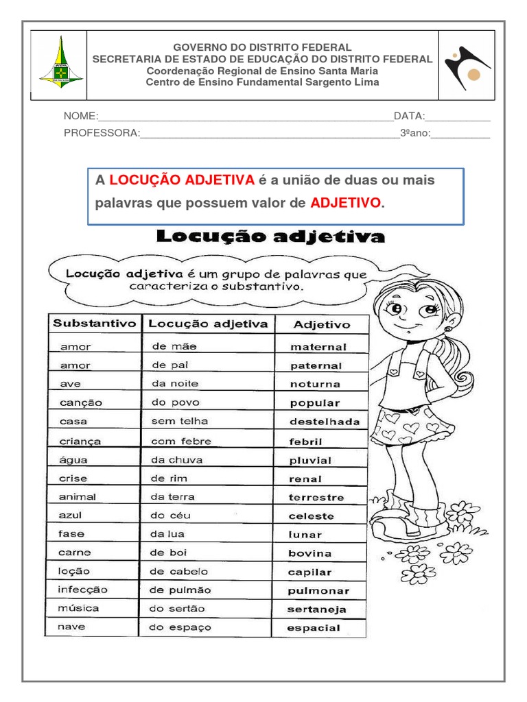 Lista De Locução Adjetiva – Exercícios sobre Locuções adjetivas e ...