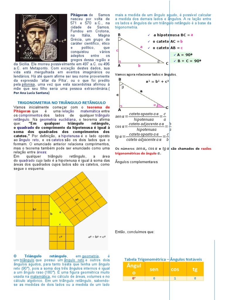 Trigonometria e Teorema de Pitágoras | PDF | Geometria Euclidiana ...
