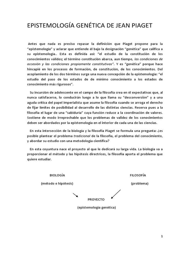 Epistemologia Genetica de Jean Piaget | PDF | Conocimiento | Teoría