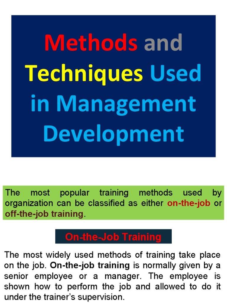 Methods: Used in Management Development | PDF | Apprenticeship | Simulation