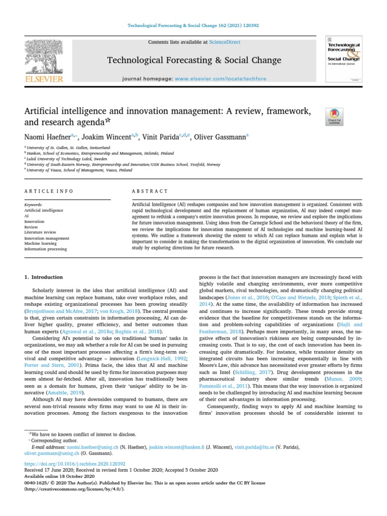 Technological Forecasting & Social Change: A A B C D e A | PDF