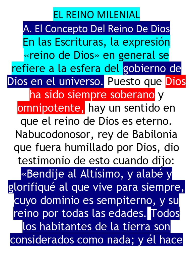 El Reino Milenial | PDF | Reinado y reino de dios | Evangelio de Mateo